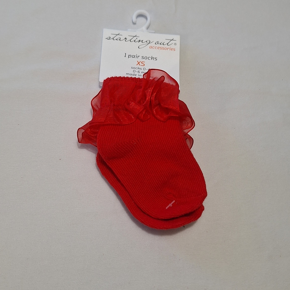 Starting Out Red Ruffle Baby Socks
